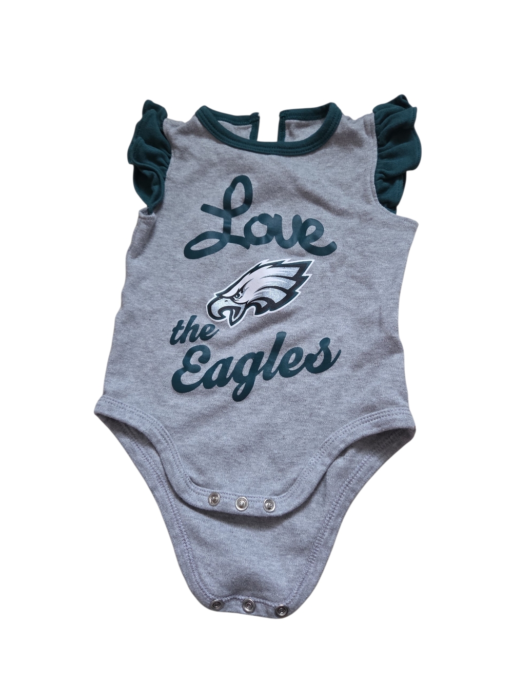 6-9 Month Baby Eagles Romper - Gray & Midnight Green